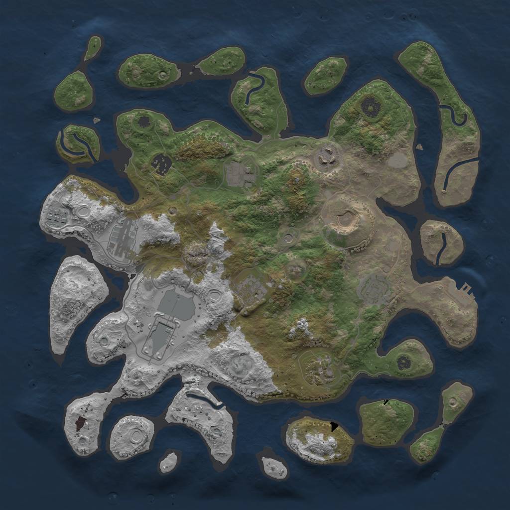 Rust Map: Procedural Map, Size: 3850, Seed: 922936500, 17 Monuments