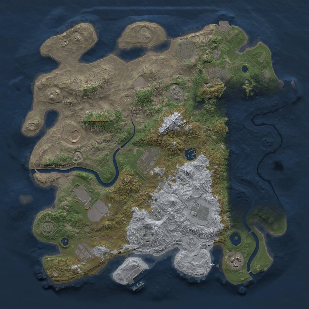 Rust Map: Procedural Map, Size: 3800, Seed: 1443063946, 16 Monuments