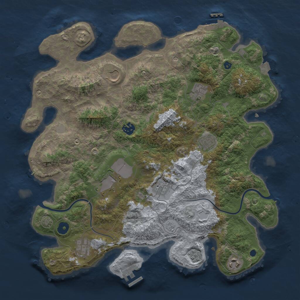 Rust Map: Procedural Map, Size: 3800, Seed: 1443063946, 15 Monuments