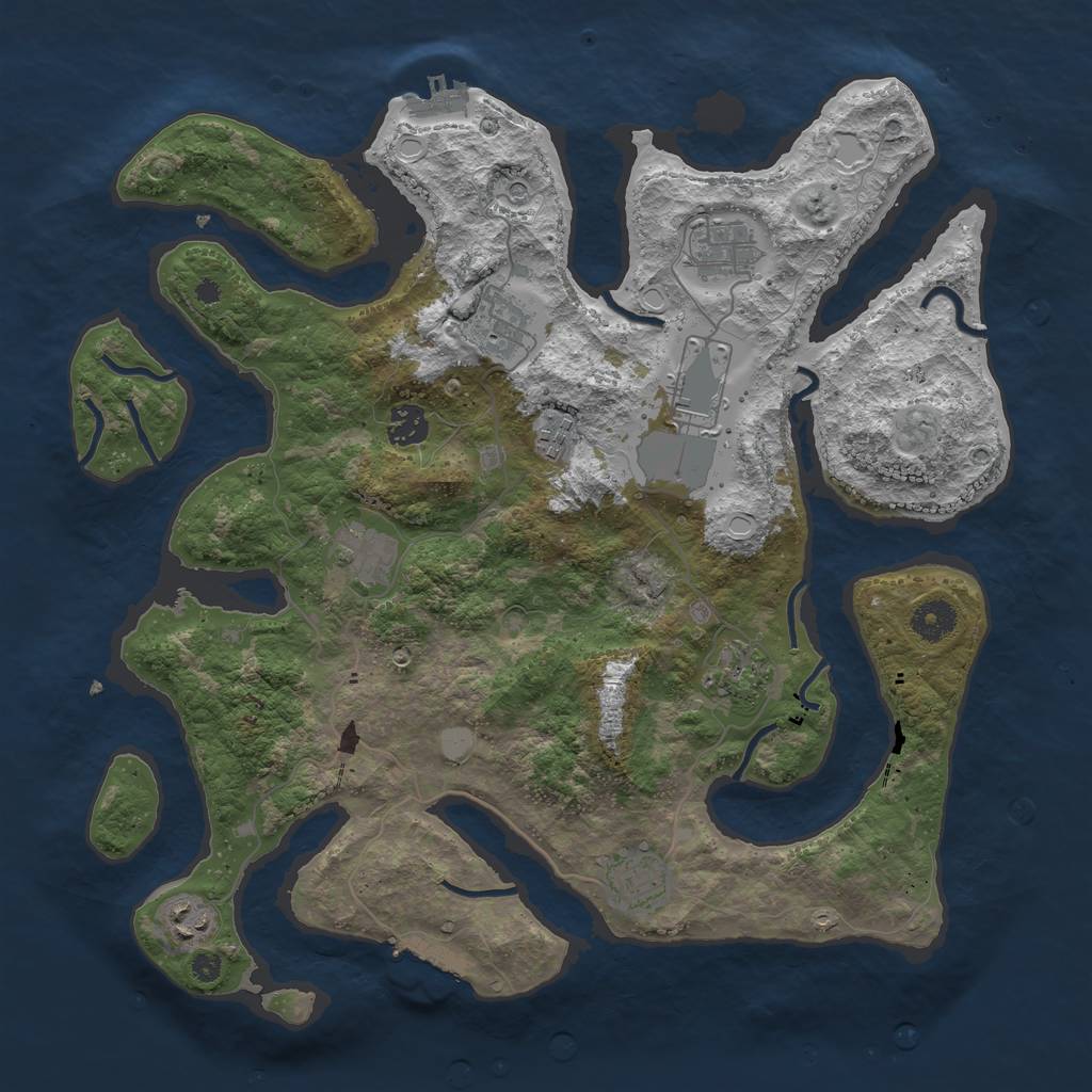 Rust Map: Procedural Map, Size: 3850, Seed: 122121, 17 Monuments