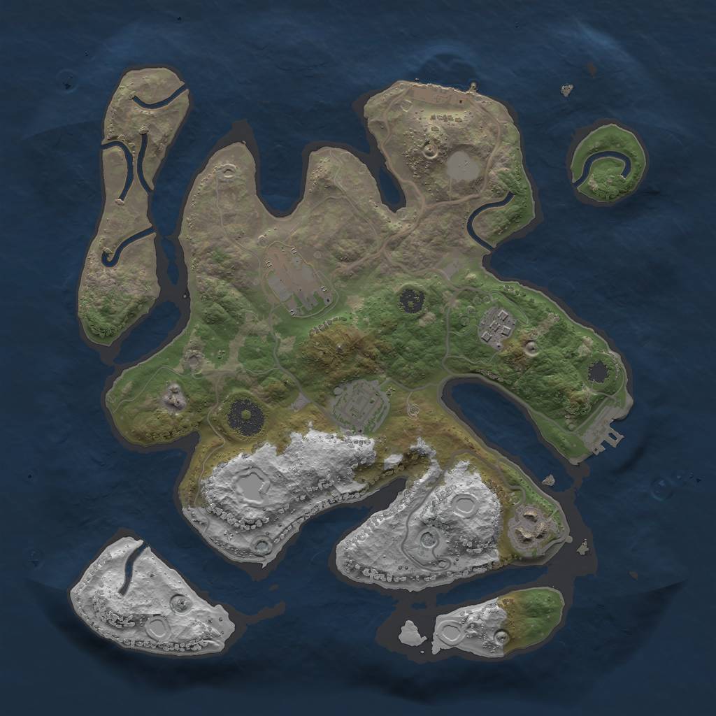 Rust Map: Procedural Map, Size: 3000, Seed: 1709111987, 12 Monuments