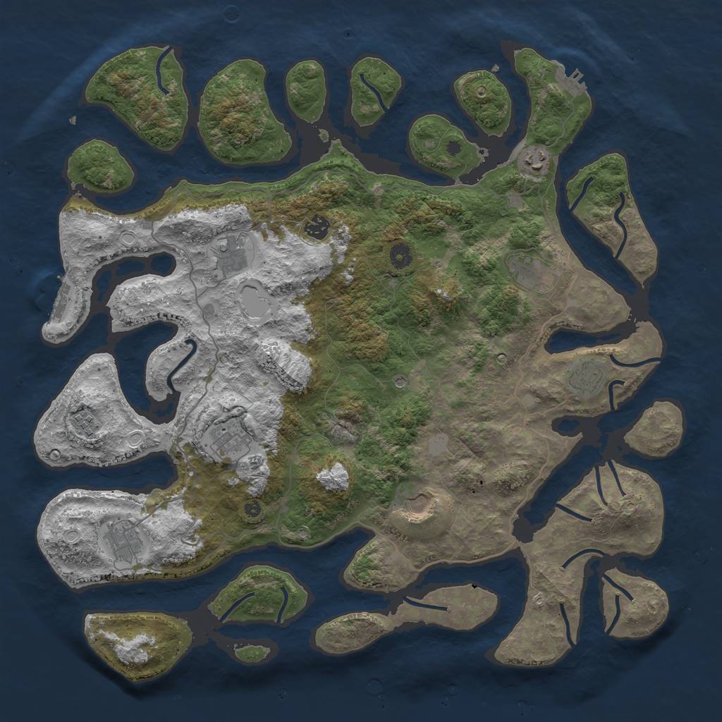 Rust Map: Procedural Map, Size: 4500, Seed: 2008652640, 17 Monuments