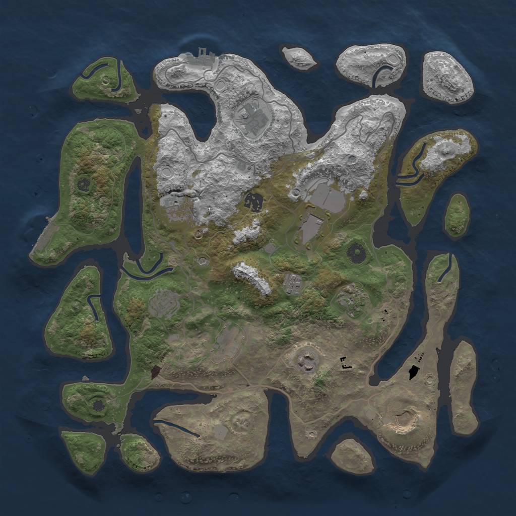 Rust Map: Procedural Map, Size: 4000, Seed: 2011193861, 18 Monuments