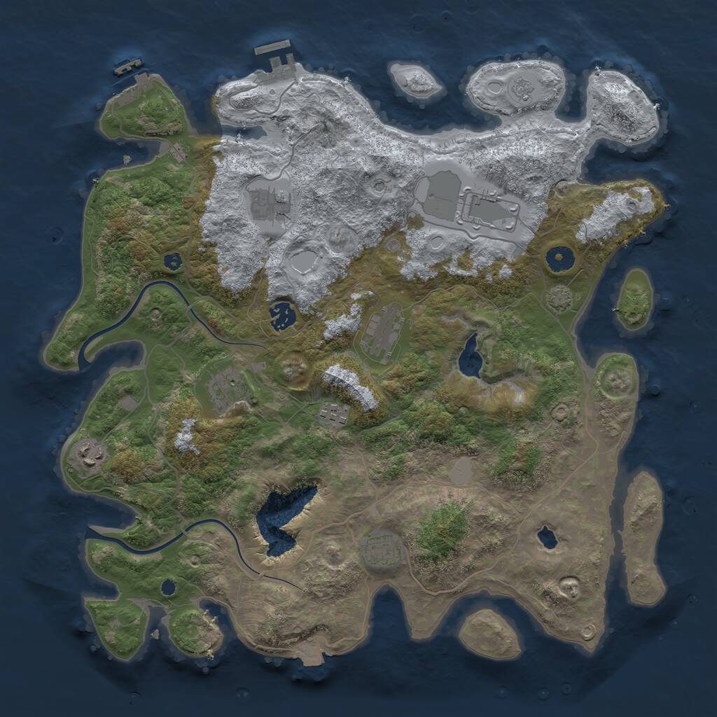Rust Map: Procedural Map, Size: 4000, Seed: 2011193861, 14 Monuments