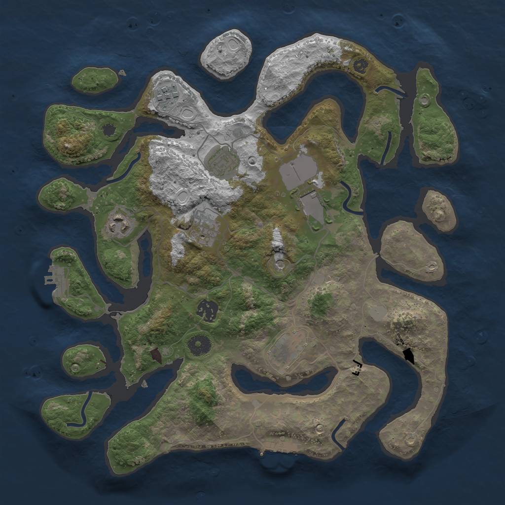 Rust Map: Procedural Map, Size: 3500, Seed: 4497430, 15 Monuments