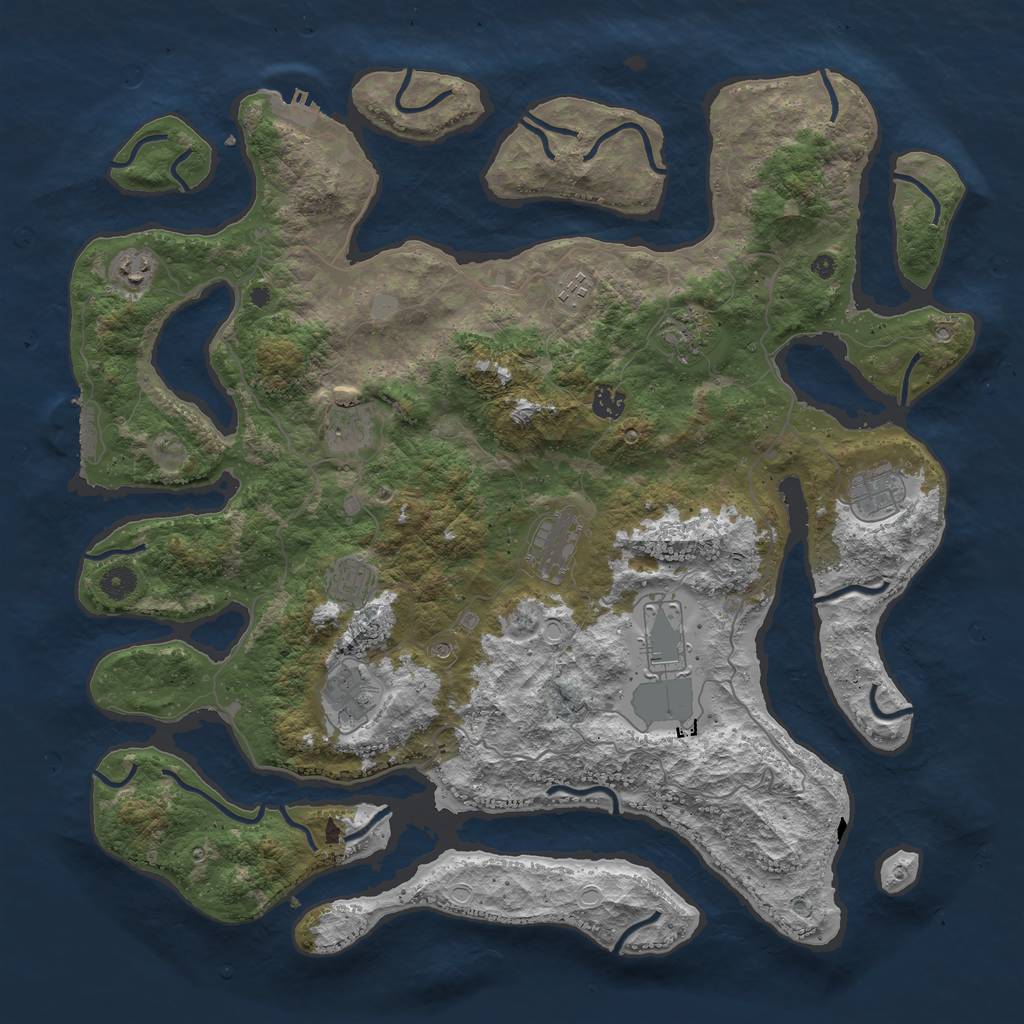 Rust Map: Procedural Map, Size: 4500, Seed: 39364327, 18 Monuments