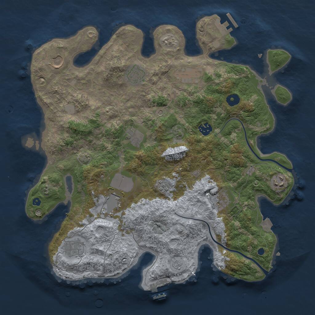 Rust Map: Procedural Map, Size: 3750, Seed: 1852215633, 16 Monuments