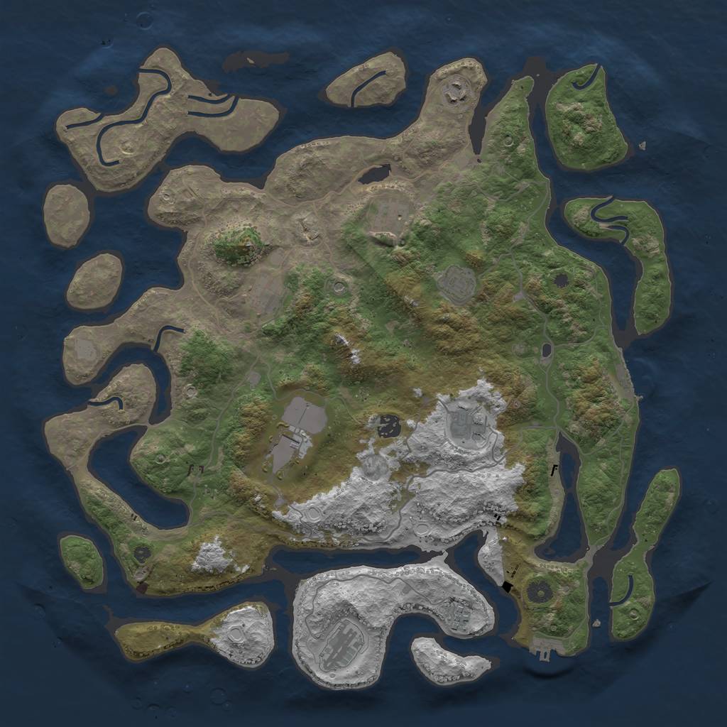 Rust Map: Procedural Map, Size: 4500, Seed: 97517555, 17 Monuments