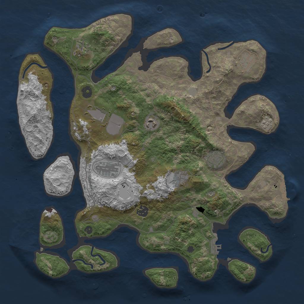 Rust Map: Procedural Map, Size: 4000, Seed: 1285009016, 17 Monuments