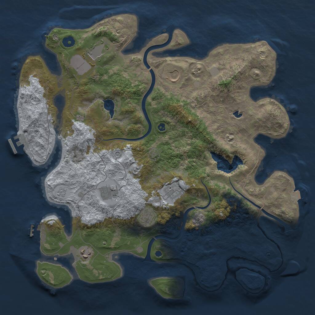 Rust Map: Procedural Map, Size: 4000, Seed: 1285009016, 13 Monuments