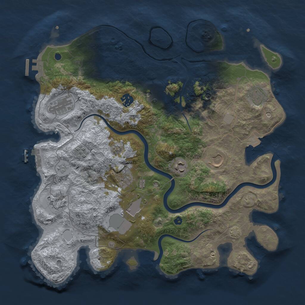 Rust Map: Procedural Map, Size: 3700, Seed: 1292724642, 16 Monuments