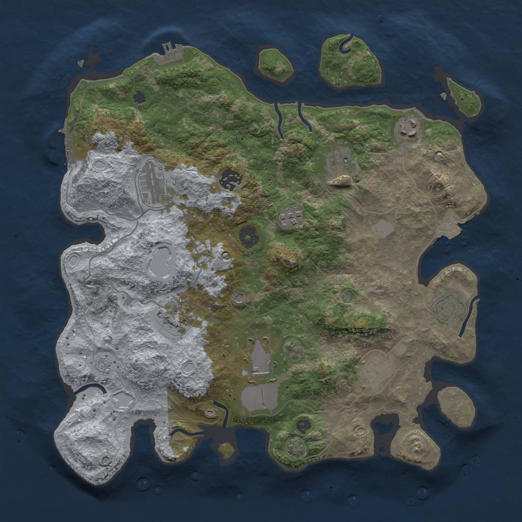 Rust Map: Procedural Map, Size: 3700, Seed: 1292724642, 17 Monuments