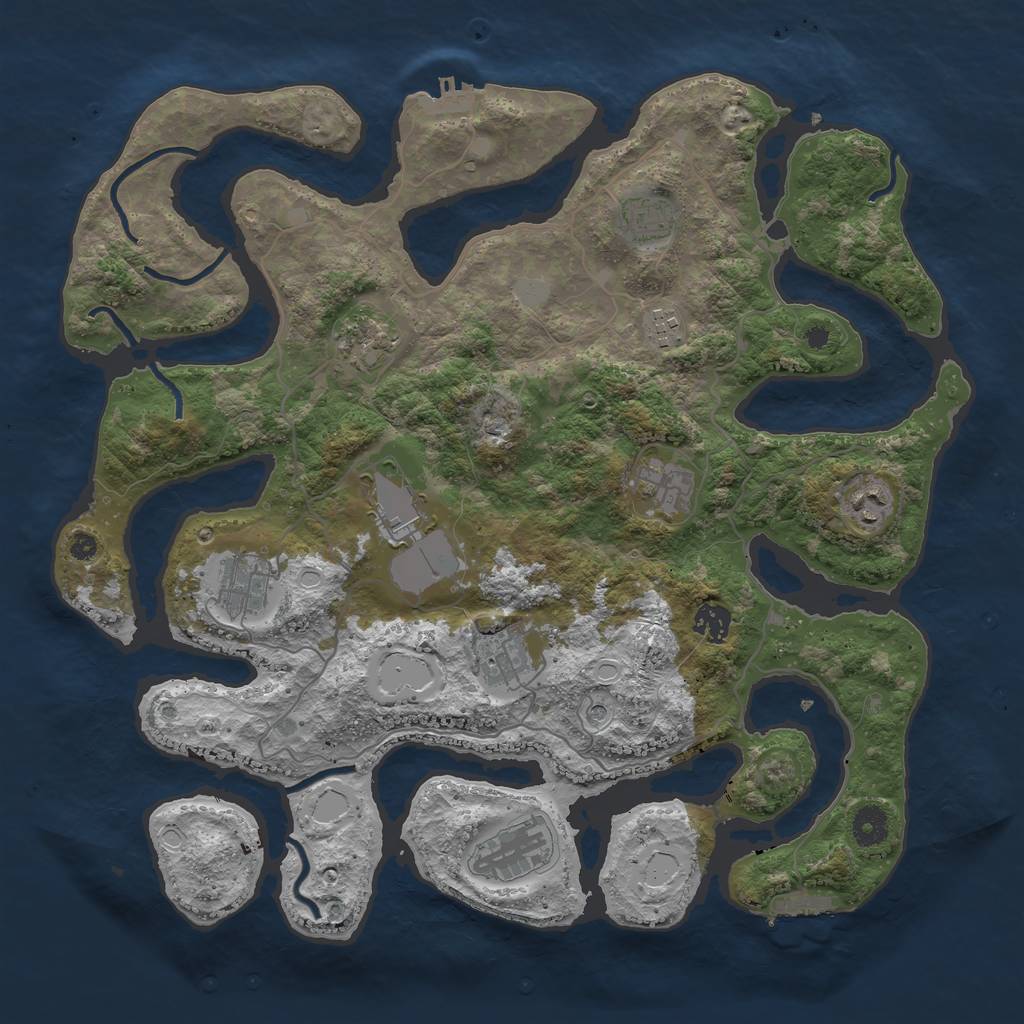 Rust Map: Procedural Map, Size: 4000, Seed: 217610371, 18 Monuments