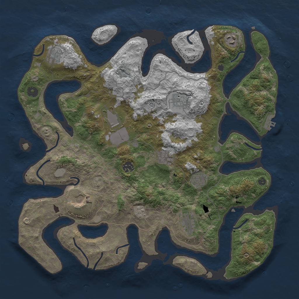 Rust Map: Procedural Map, Size: 4100, Seed: 12574, 17 Monuments