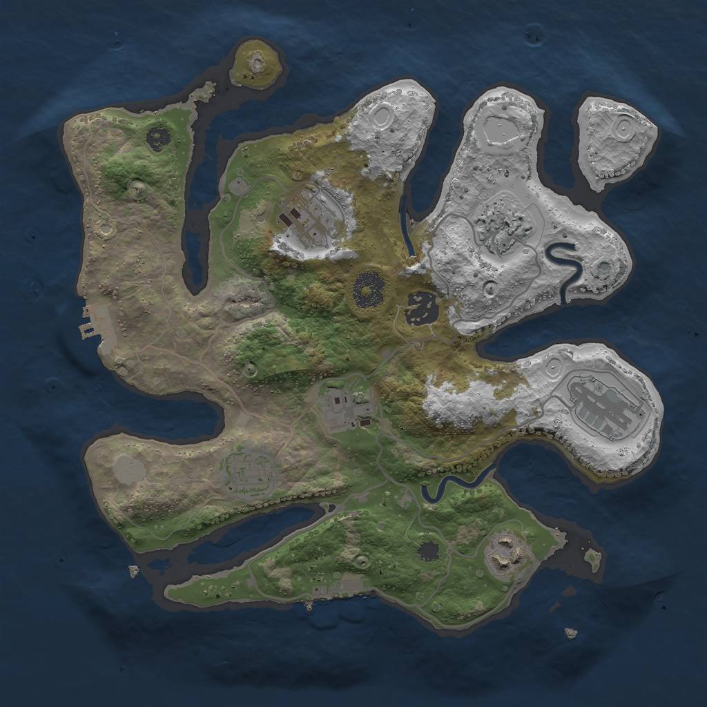 Rust Map: Procedural Map, Size: 3000, Seed: 2036000837, 14 Monuments
