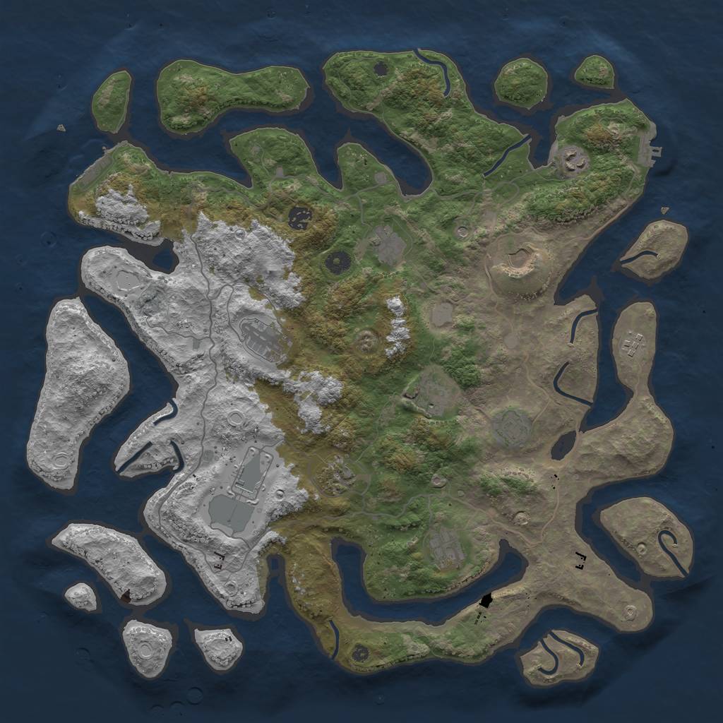 Rust Map: Procedural Map, Size: 4500, Seed: 488968051, 19 Monuments