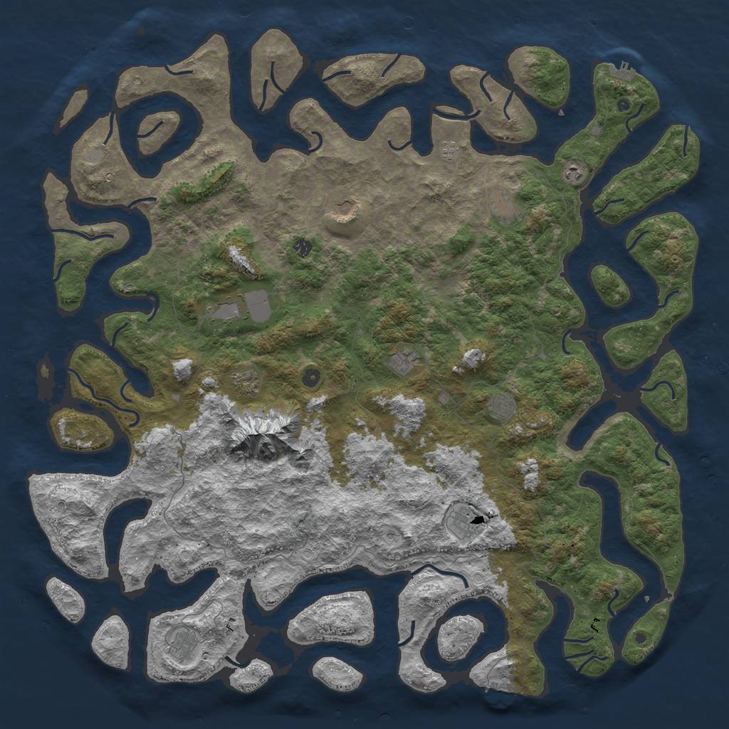 Rust Map: Procedural Map, Size: 6000, Seed: 707, 19 Monuments