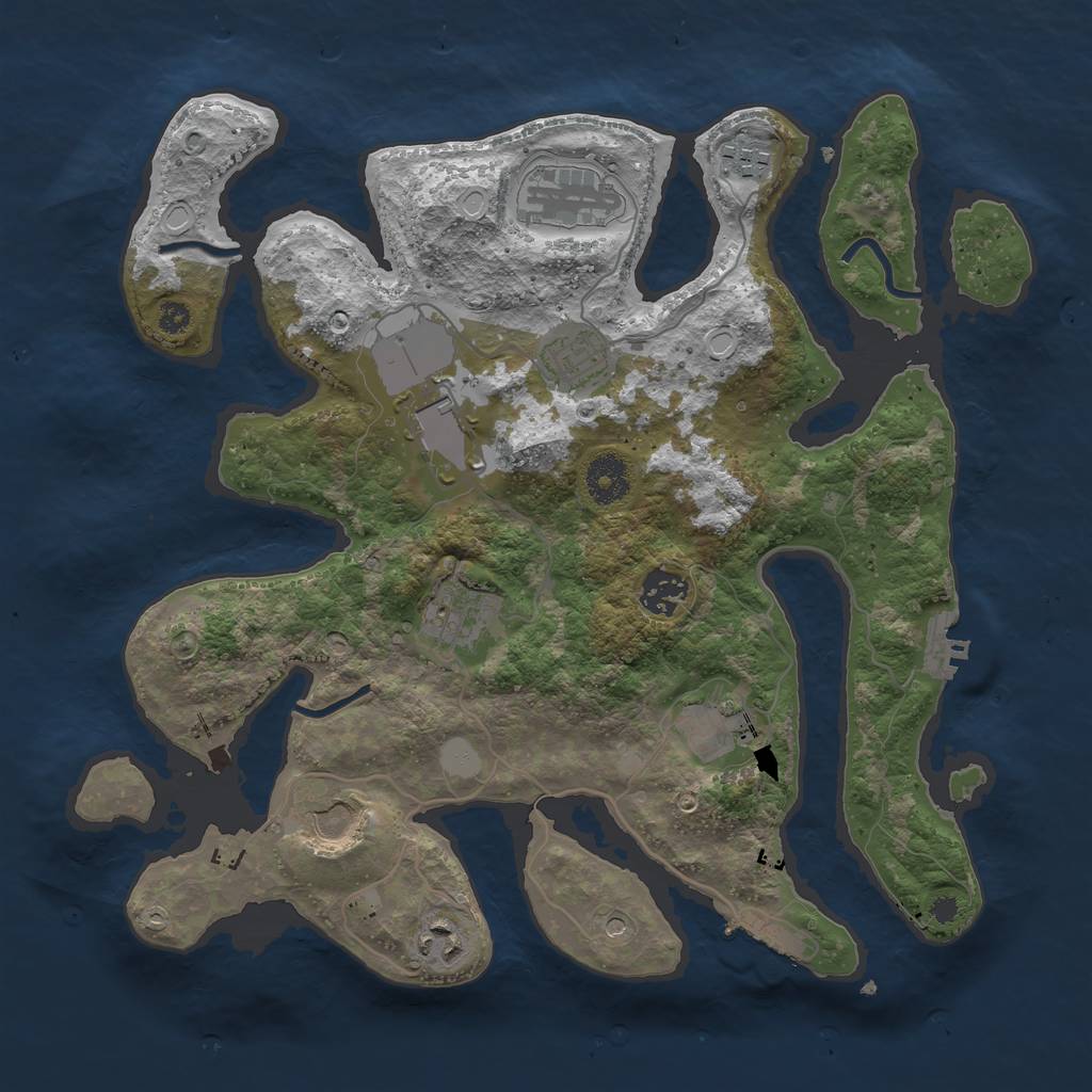 Rust Map: Procedural Map, Size: 3500, Seed: 1874595762, 17 Monuments