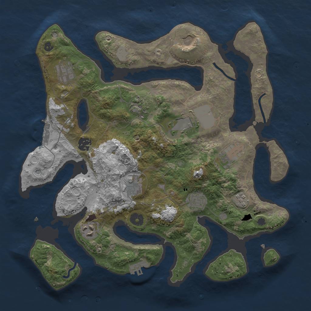 Rust Map: Procedural Map, Size: 3500, Seed: 657797604, 18 Monuments