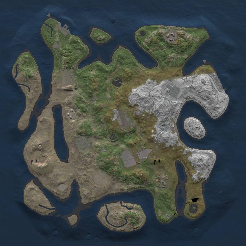 Rust Map: Procedural Map, Size: 3850, Seed: 451127156, 19 Monuments