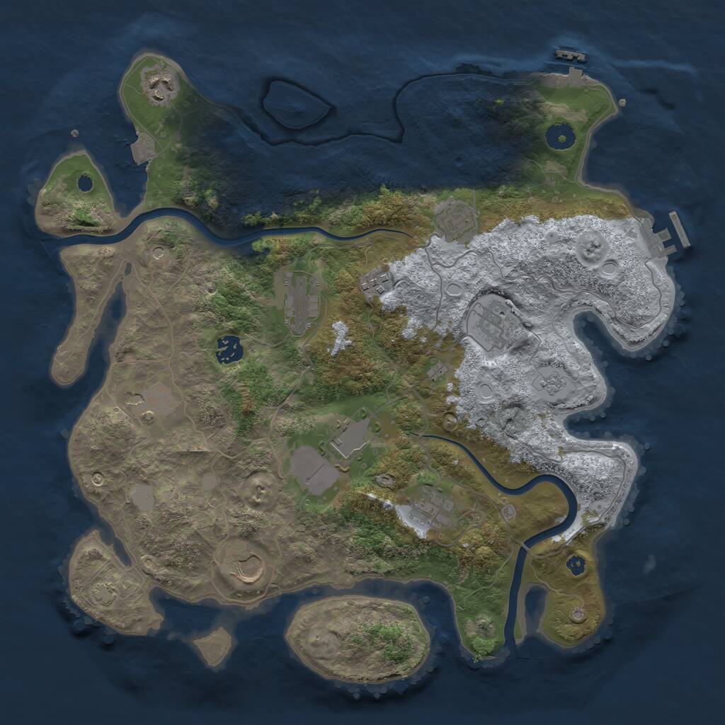 Rust Map: Procedural Map, Size: 3850, Seed: 451127156, 16 Monuments