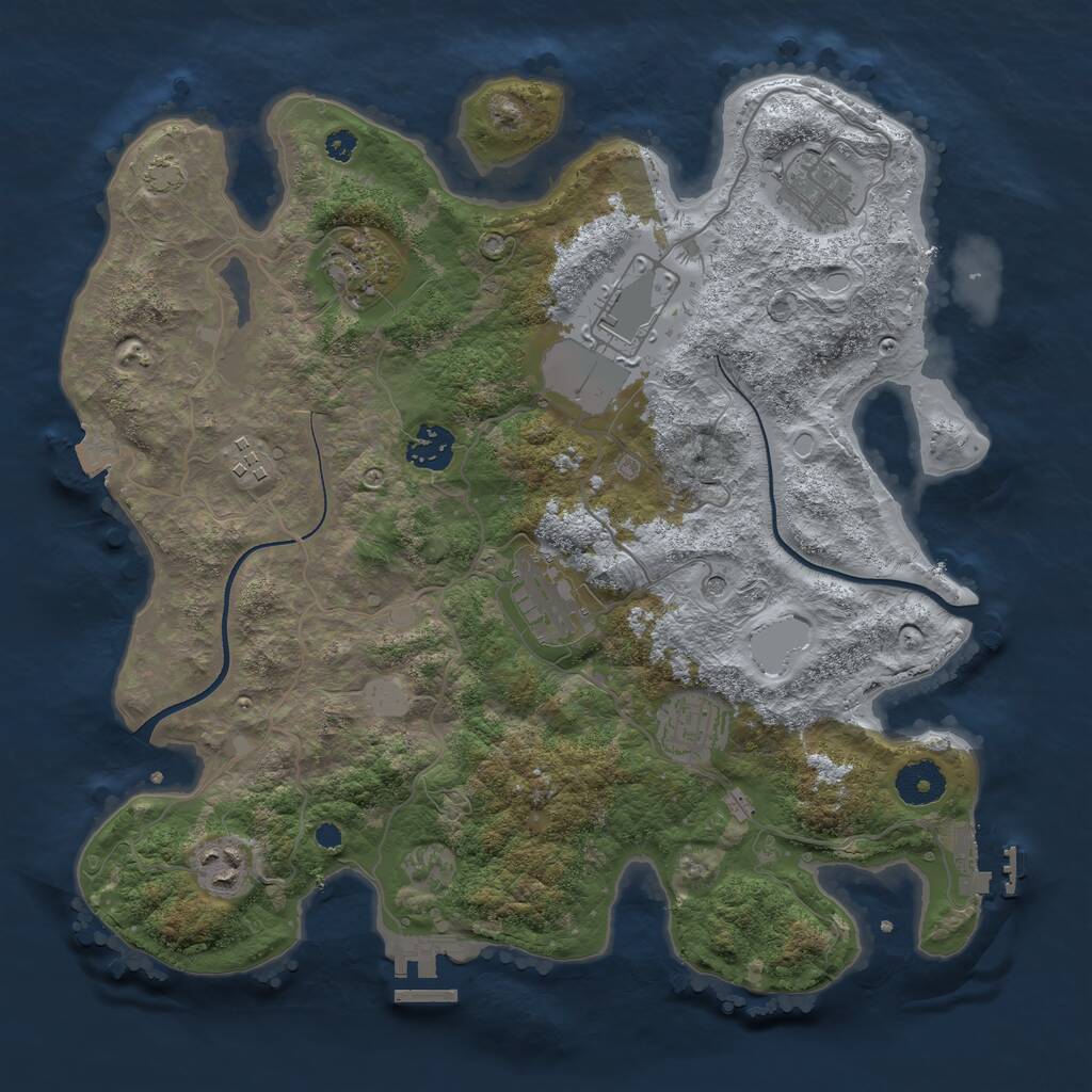 Rust Map: Procedural Map, Size: 3500, Seed: 942121268, 13 Monuments