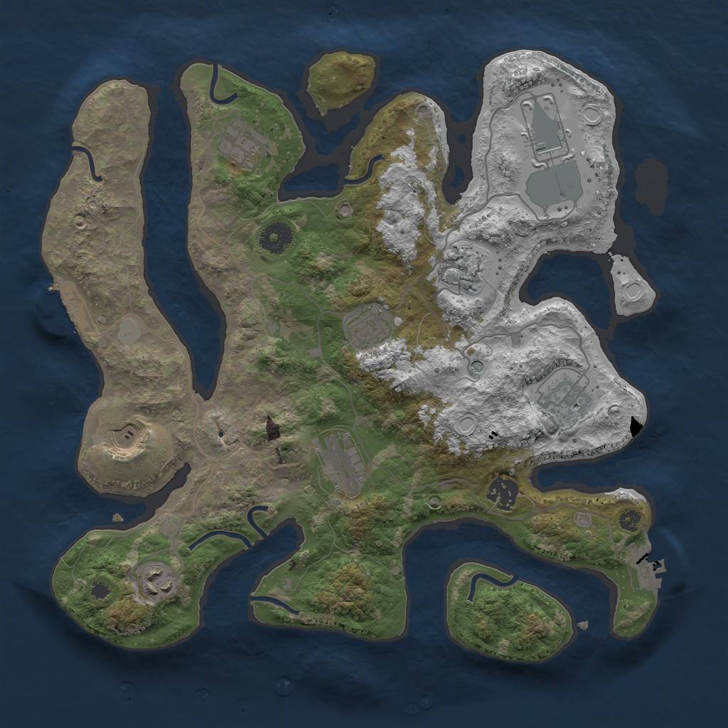 Rust Map: Procedural Map, Size: 3500, Seed: 942121268, 17 Monuments