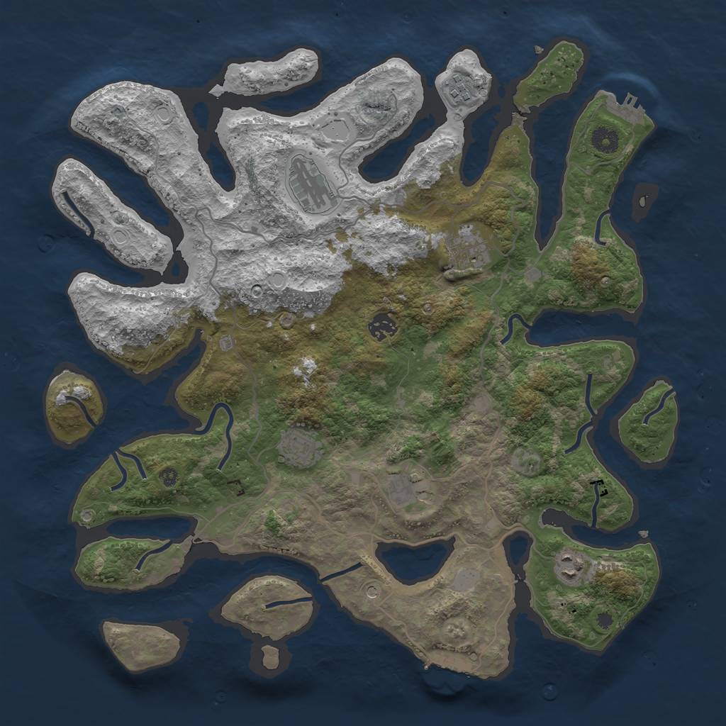 Rust Map: Procedural Map, Size: 4000, Seed: 12464, 15 Monuments