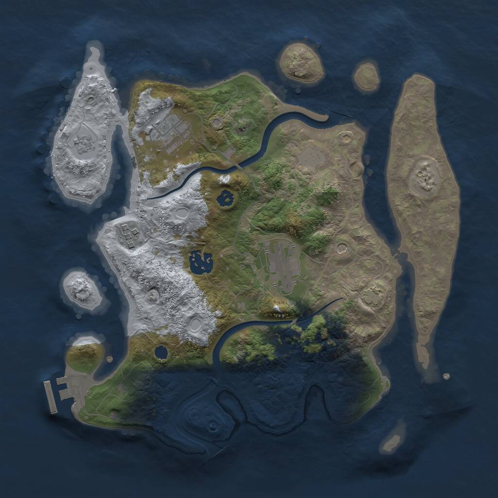 Rust Map: Procedural Map, Size: 3000, Seed: 343444074, 9 Monuments