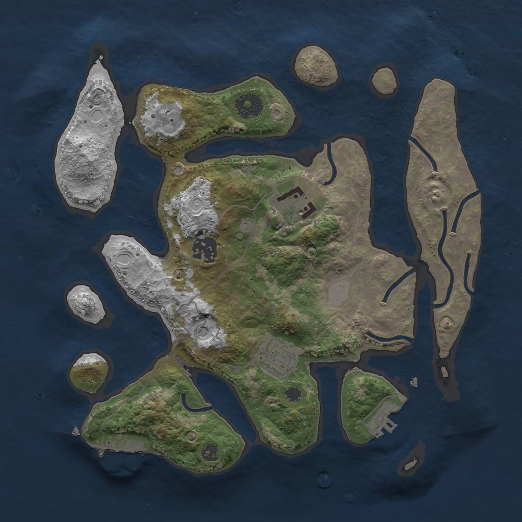 Rust Map: Procedural Map, Size: 3000, Seed: 343444074, 11 Monuments