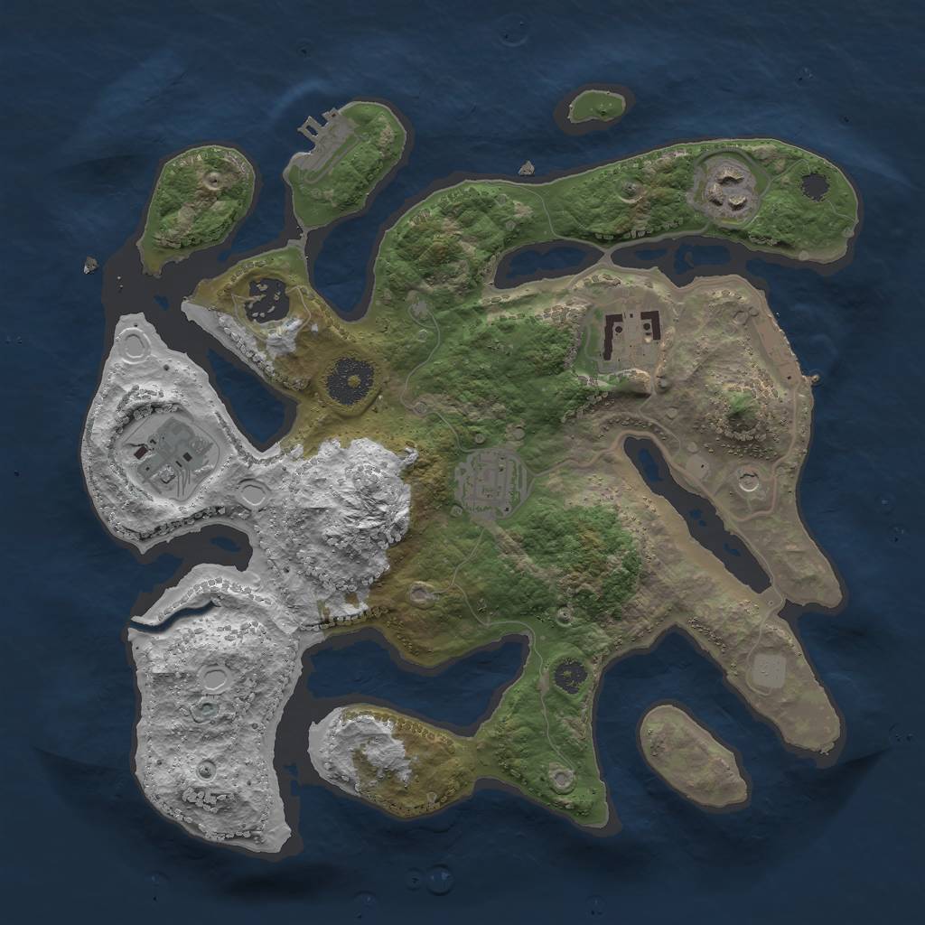 Rust Map: Procedural Map, Size: 3000, Seed: 456654778, 13 Monuments