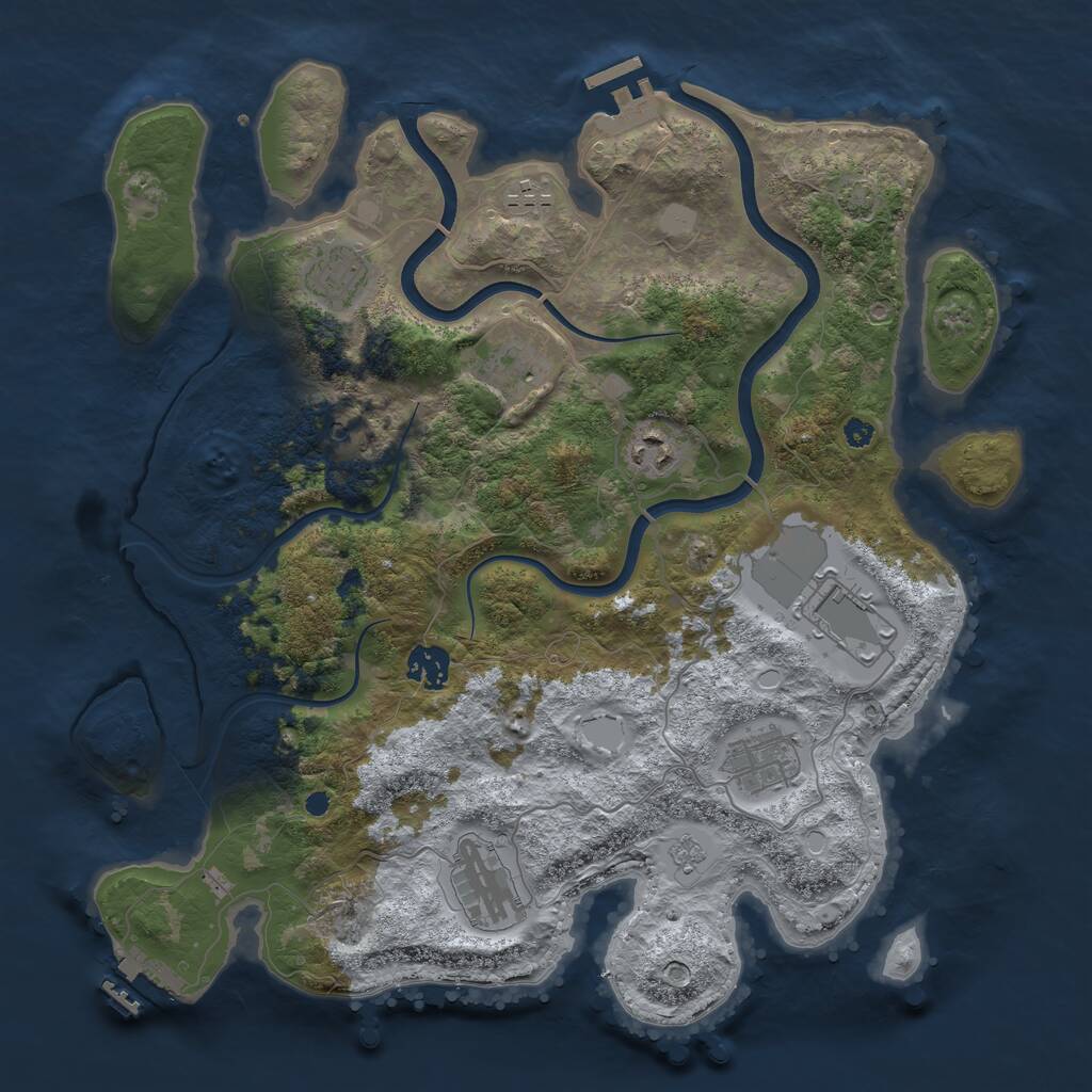 Rust Map: Procedural Map, Size: 3700, Seed: 347153884, 14 Monuments