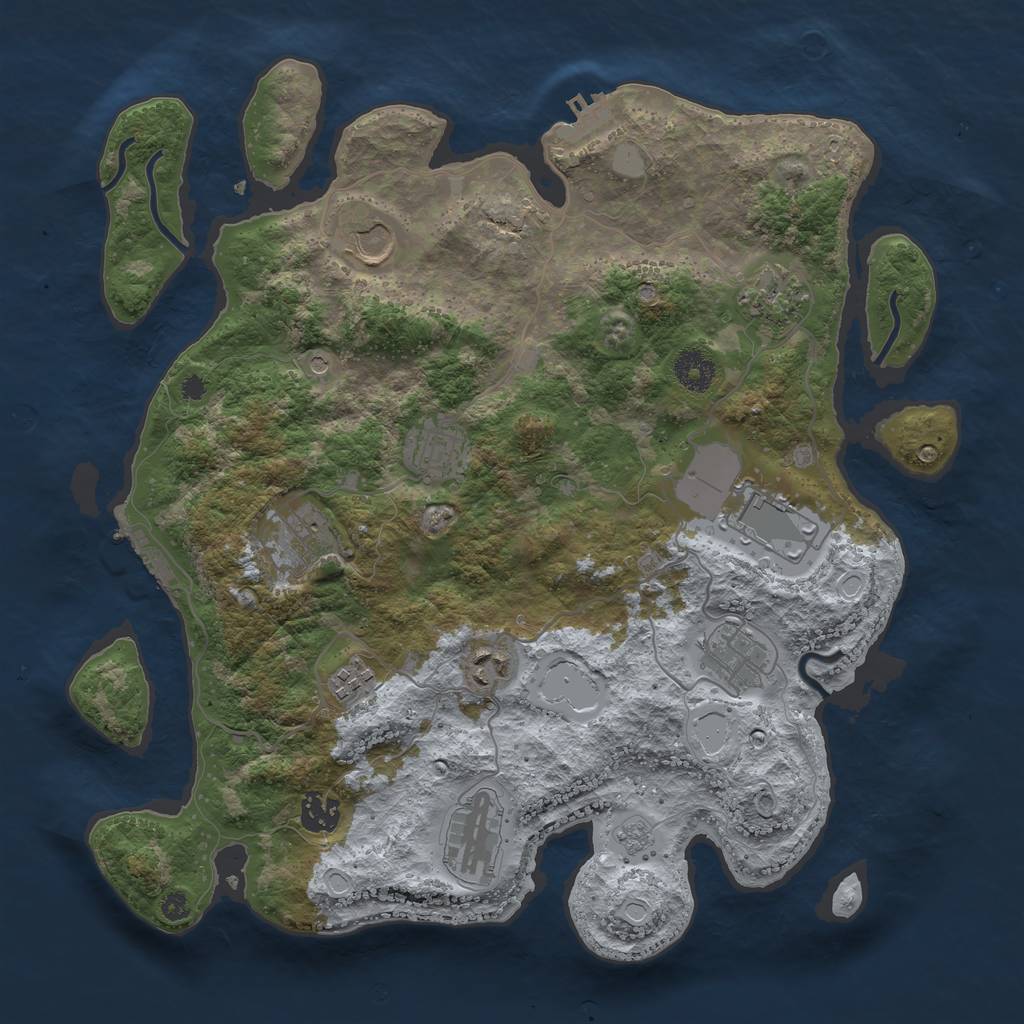 Rust Map: Procedural Map, Size: 3700, Seed: 347153884, 17 Monuments