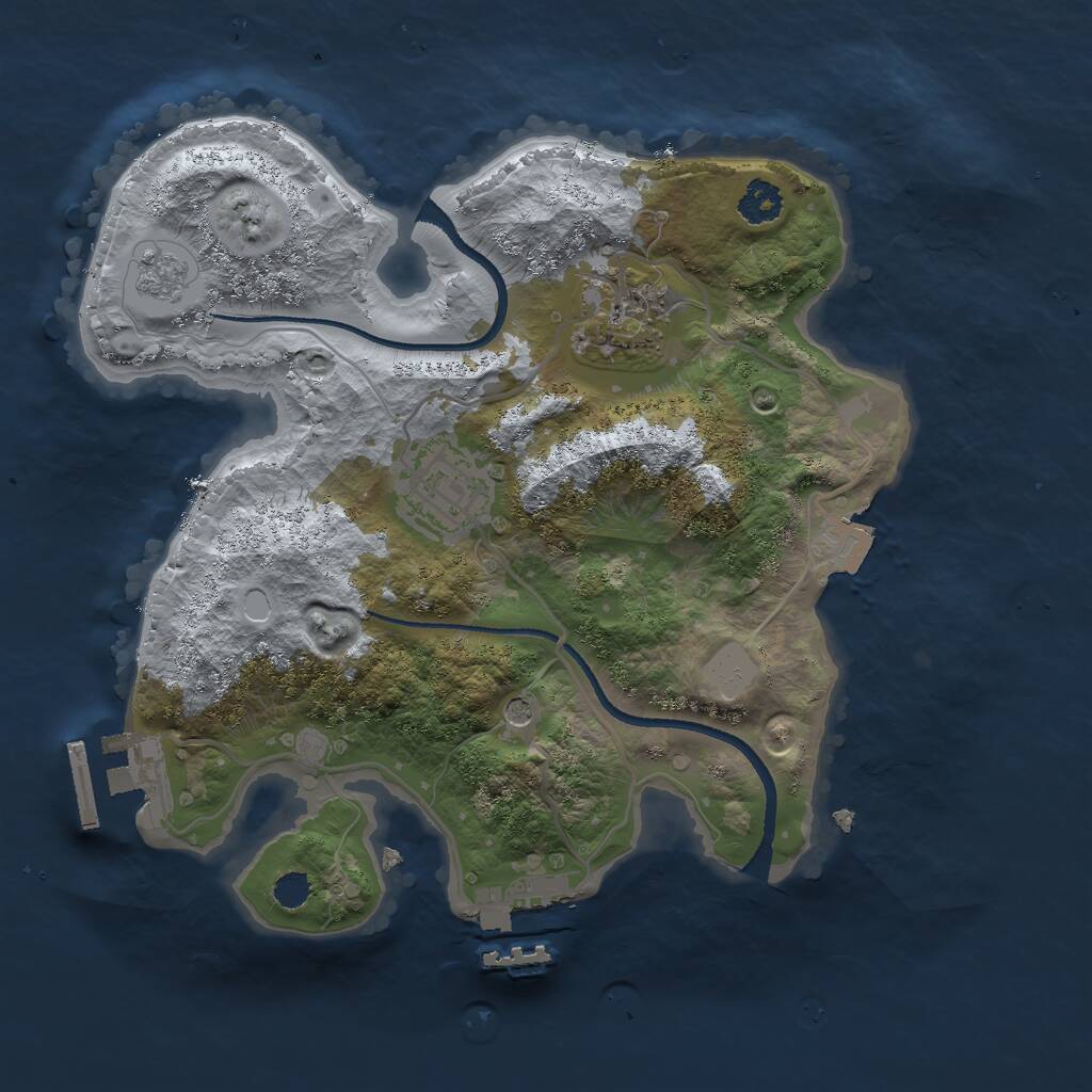 Rust Map: Procedural Map, Size: 2500, Seed: 648538605, 7 Monuments