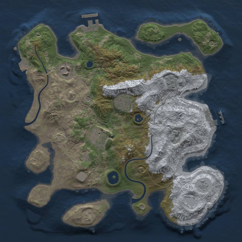 Rust Map: Procedural Map, Size: 3000, Seed: 802031260, 10 Monuments
