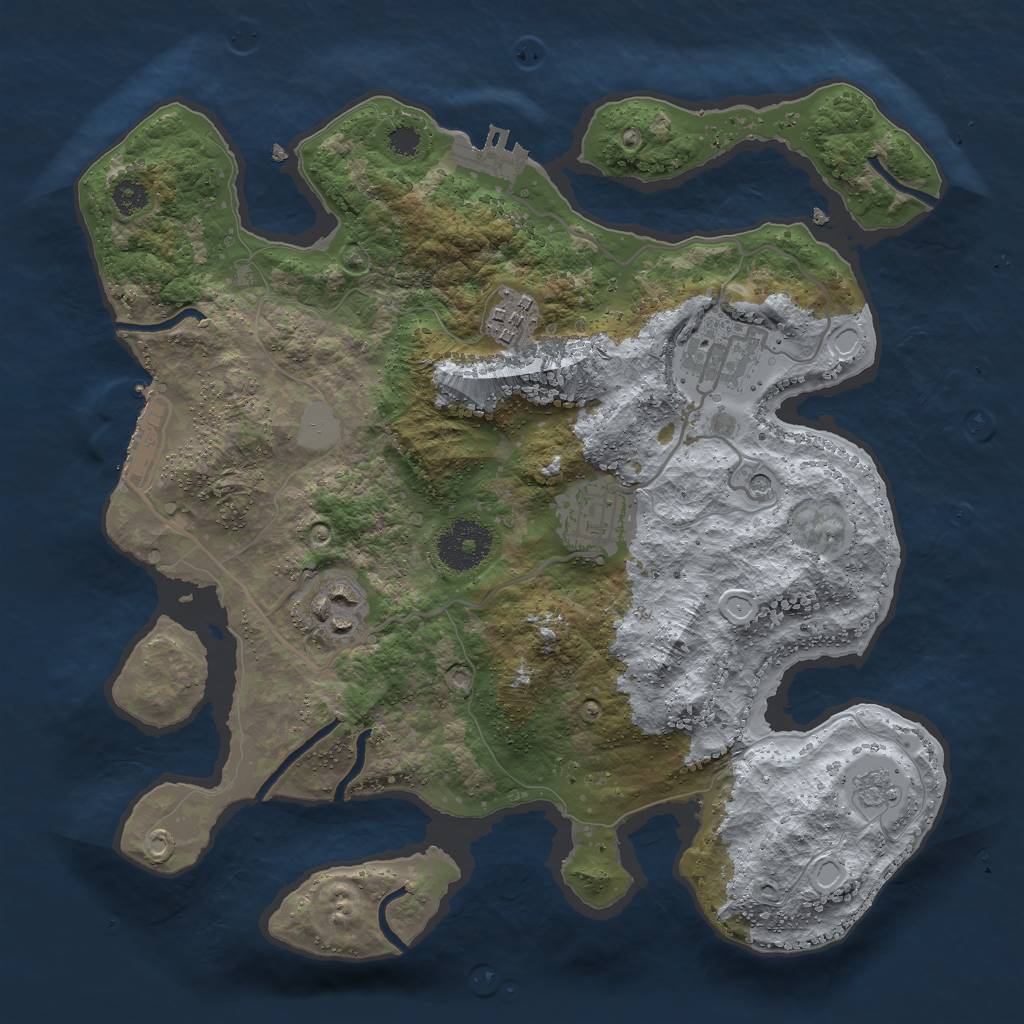 Rust Map: Procedural Map, Size: 3000, Seed: 802031260, 11 Monuments