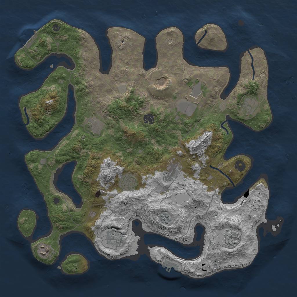 Rust Map: Procedural Map, Size: 4050, Seed: 1344165254, 19 Monuments