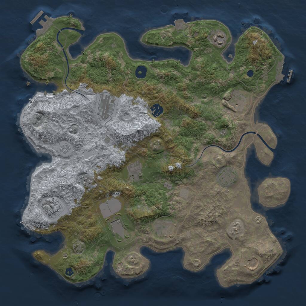Rust Map: Procedural Map, Size: 3700, Seed: 126489950, 17 Monuments