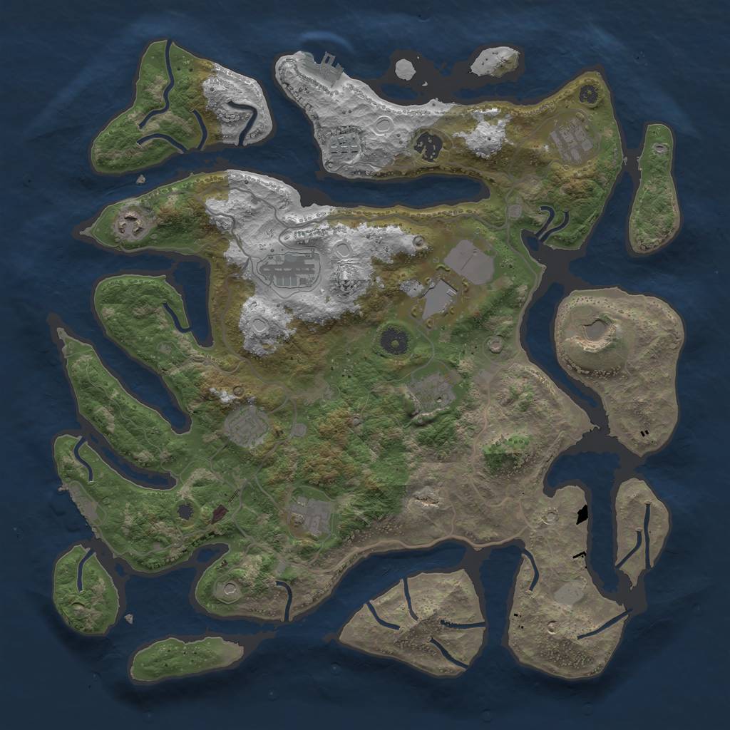 Rust Map: Procedural Map, Size: 4000, Seed: 46686251, 18 Monuments