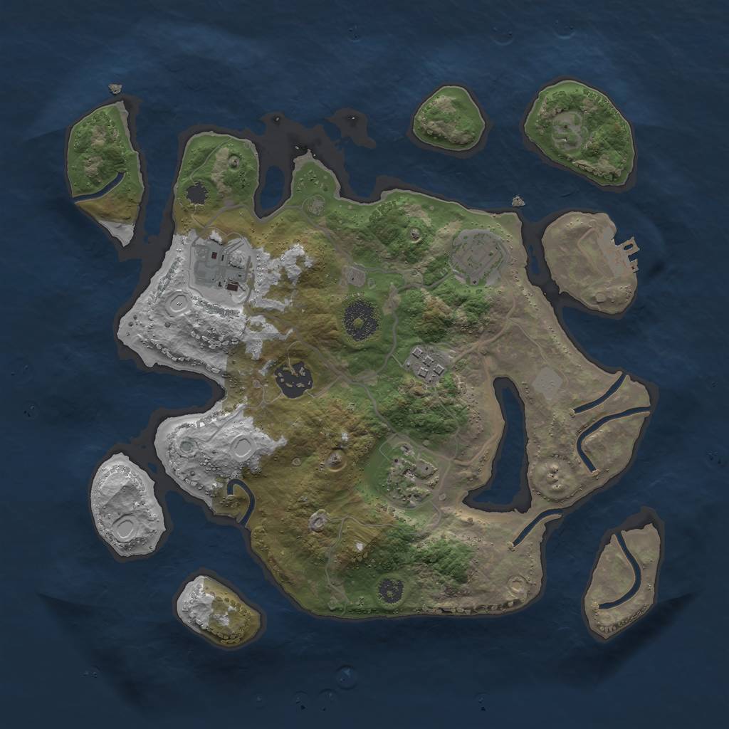 Rust Map: Procedural Map, Size: 3000, Seed: 119059624, 11 Monuments