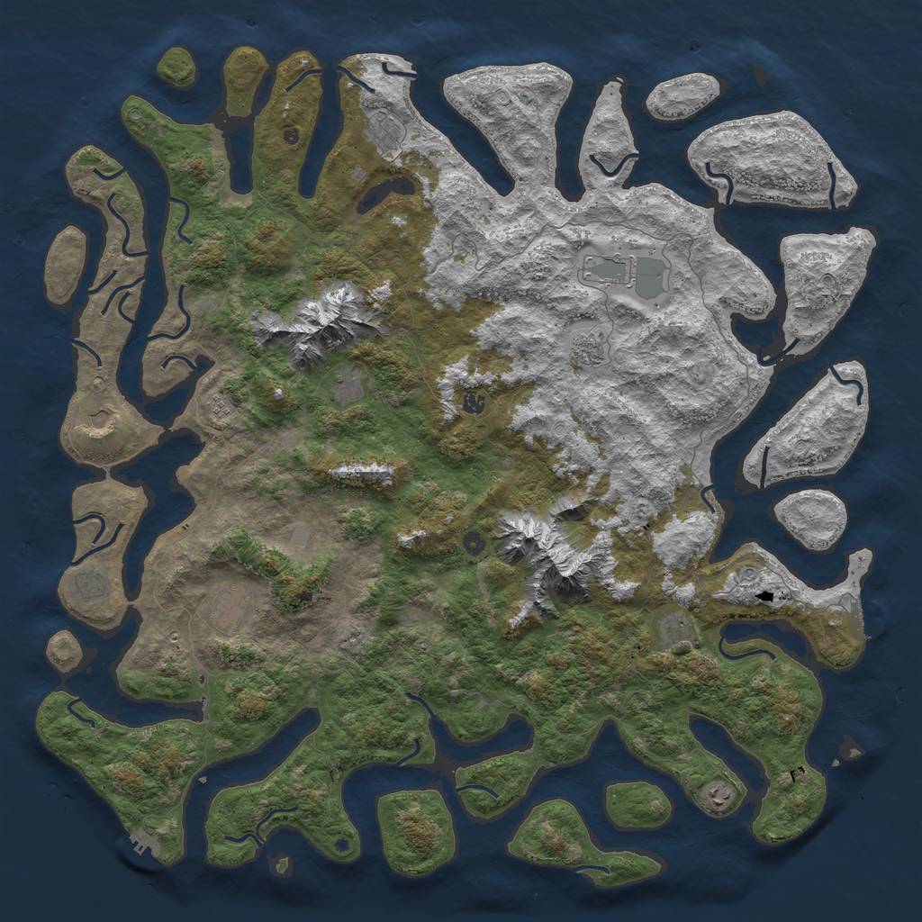 Rust Map: Procedural Map, Size: 6000, Seed: 786172661, 19 Monuments