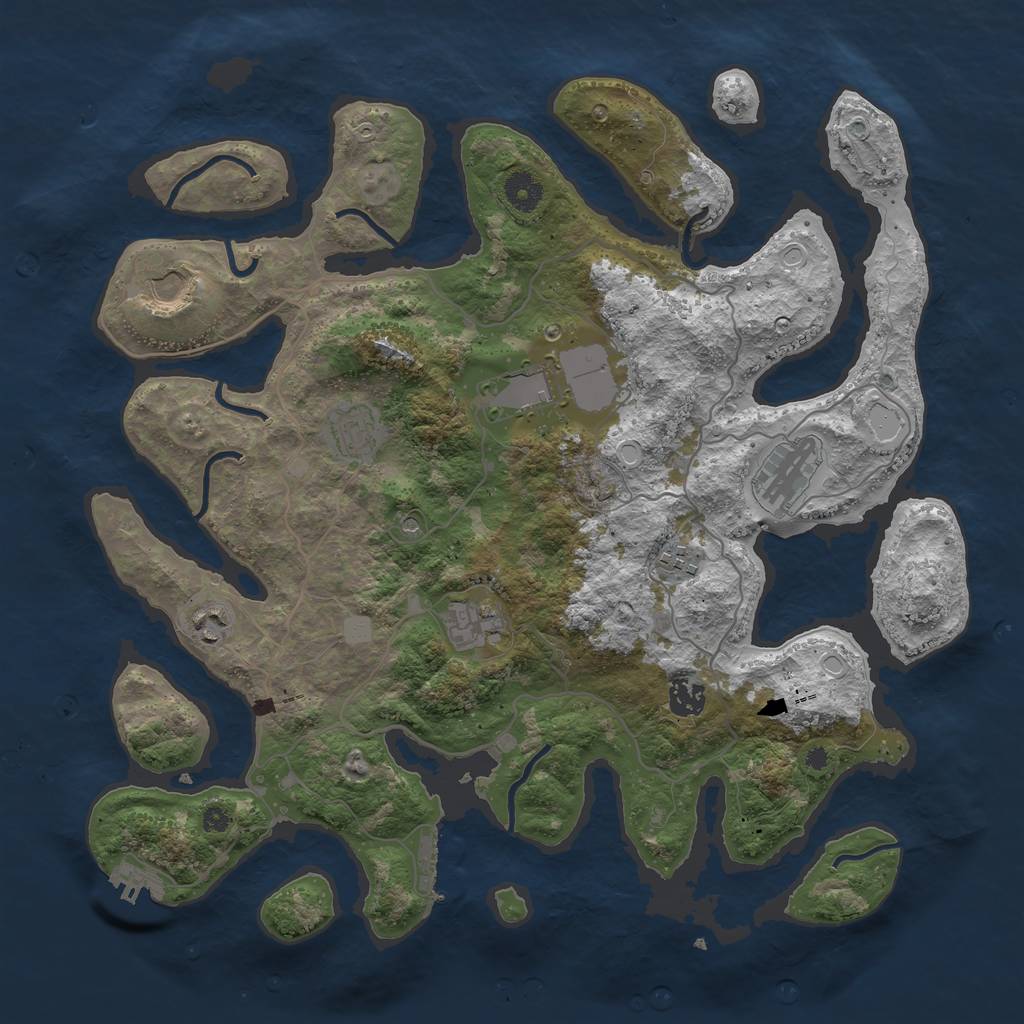 Rust Map: Procedural Map, Size: 4000, Seed: 1206419946, 16 Monuments