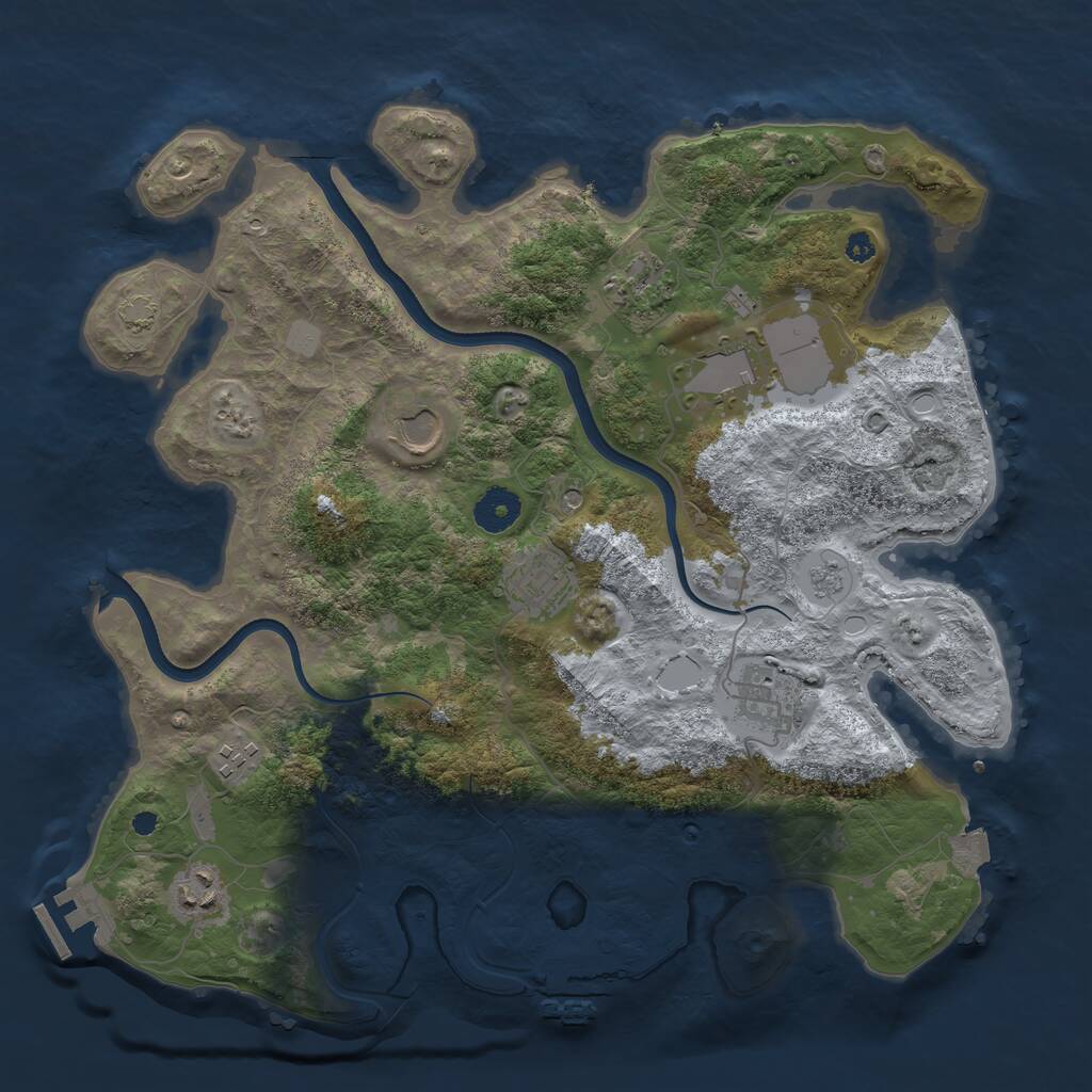 Rust Map: Procedural Map, Size: 3650, Seed: 744321, 13 Monuments