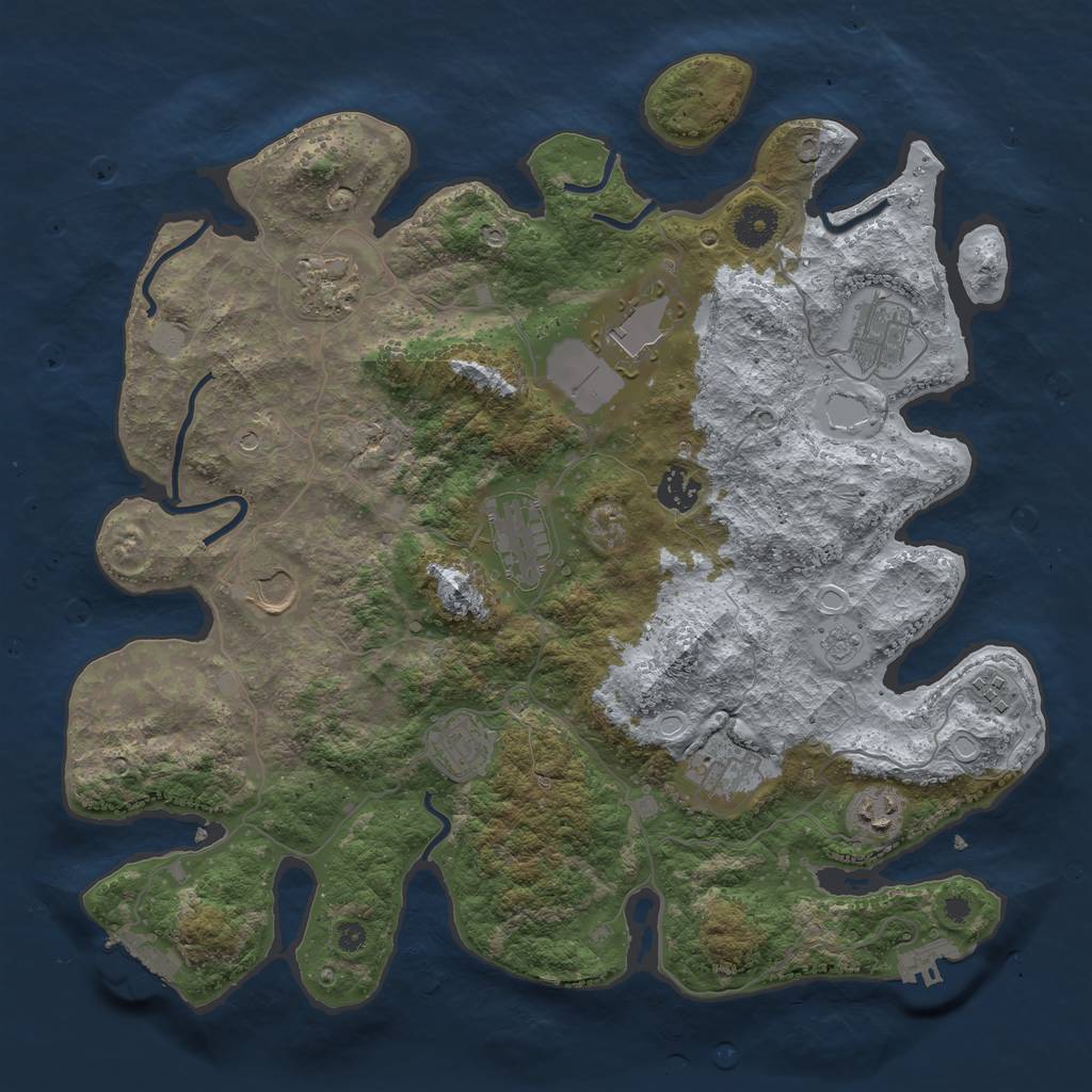 Rust Map: Procedural Map, Size: 3800, Seed: 2088004819, 17 Monuments