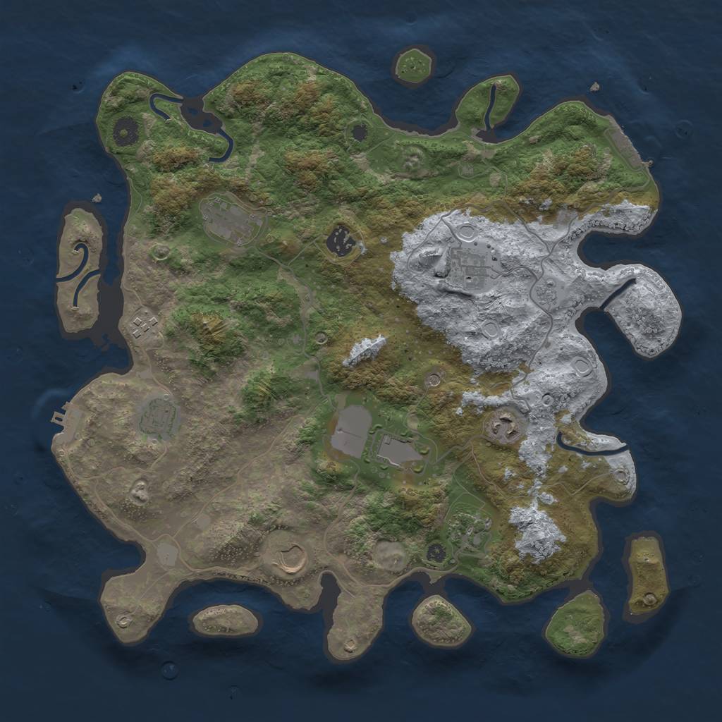 Rust Map: Procedural Map, Size: 3850, Seed: 12234, 16 Monuments