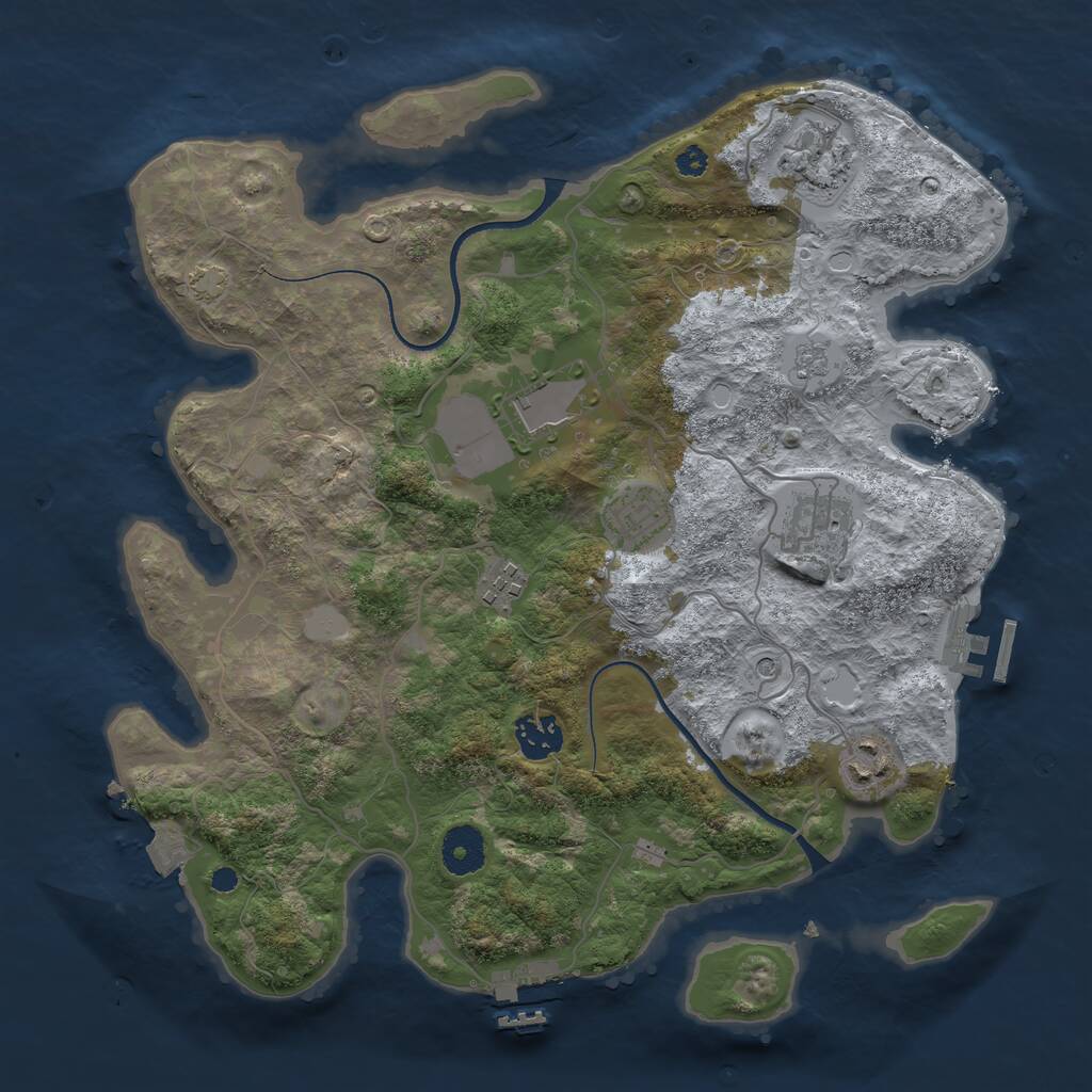 Rust Map: Procedural Map, Size: 3500, Seed: 373693436, 13 Monuments