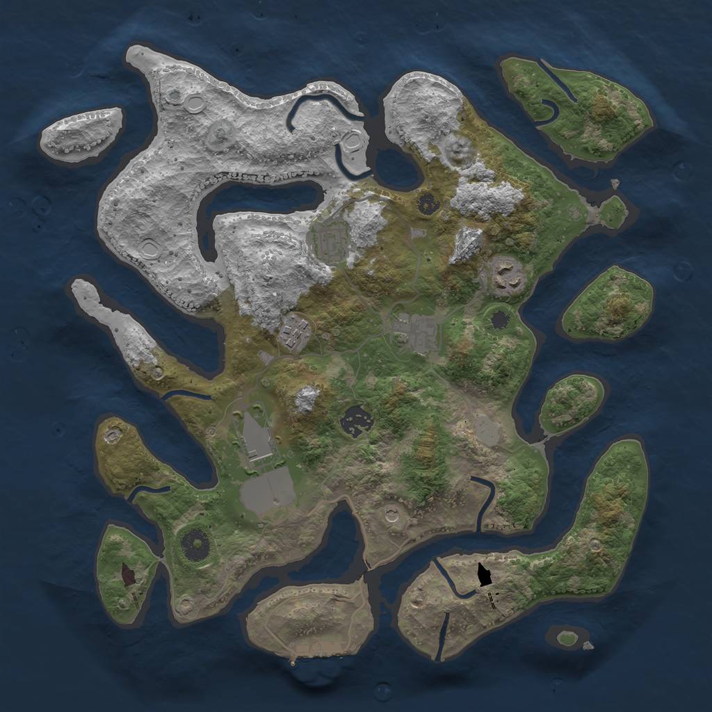 Rust Map: Procedural Map, Size: 3500, Seed: 1417039658, 13 Monuments