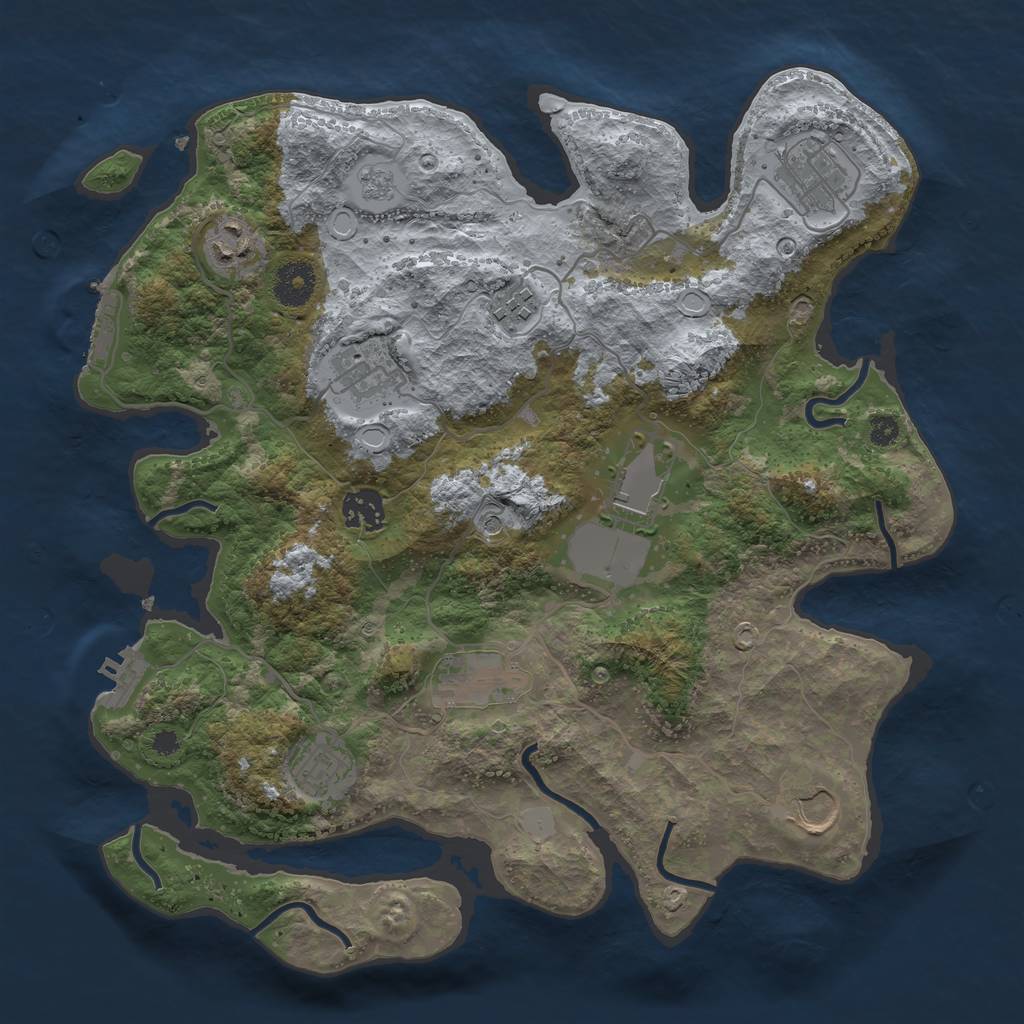 Rust Map: Procedural Map, Size: 3500, Seed: 623521885, 16 Monuments