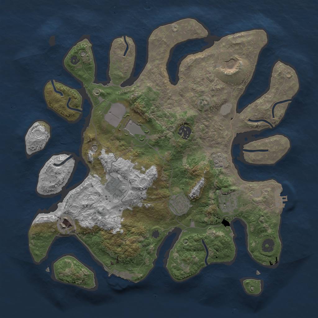 Rust Map: Procedural Map, Size: 3600, Seed: 1381874984, 16 Monuments