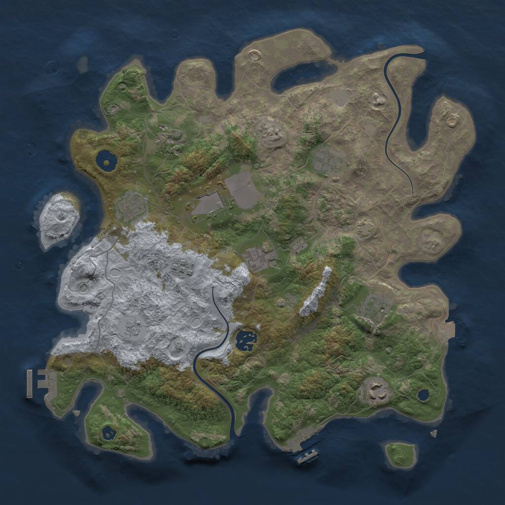 Rust Map: Procedural Map, Size: 3600, Seed: 1381874984, 15 Monuments